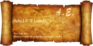 Adolf Elemér névjegykártya